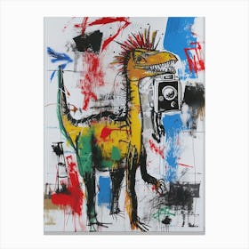 Abstract Colourful Dinosaur Taking A Photo On An Anologue Camera 3 Canvas Print