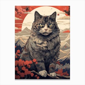 Cat Animal Drawing In The Style Of Ukiyo E 1 Canvas Print