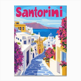 Aihrgdesign A 1970s Inspired Travel Poster For Santorini Canvas Print