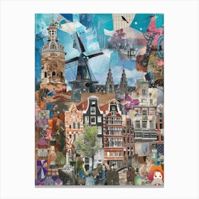 Amsterdam   Retro Collage Style 3 Canvas Print