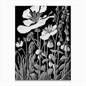 Sundrops Wildflower Linocut 2 Canvas Print