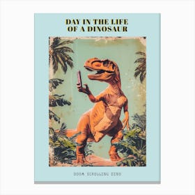 Dinosaur & A Smart Phone Retro Collage 4 Poster Canvas Print
