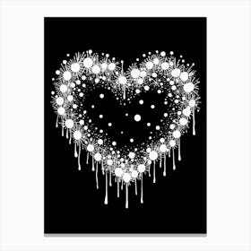 Snowflake Crystal Black & White Heart Canvas Print