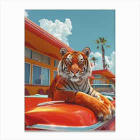 Tiger In A Car Canvas Print