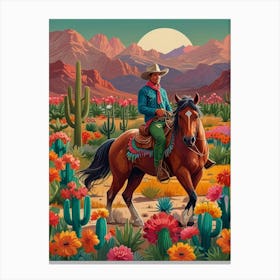 Cowboy In The Desert 12 Canvas Print