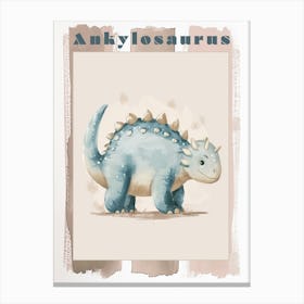 Cute Ankylosaurus Dinosaur Watercolour 2 Poster Canvas Print