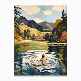 Wild Swimming At Loch Achray Scotland 2 Canvas Print