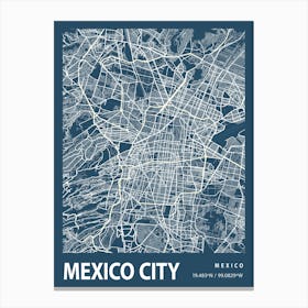 Mexico City Blueprint City Map 1 Canvas Print
