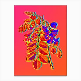 Neon Robinier Rose Bloom Botanical in Hot Pink and Electric Blue n.0070 Canvas Print