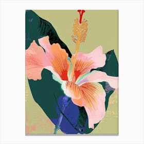 Colourful Flower Illustration Hibiscus 1 Canvas Print