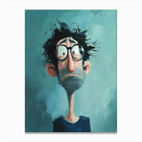 Sad Man With Glasses Canvas Print