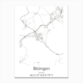 Bisingen,Germany Minimalist Map Canvas Print