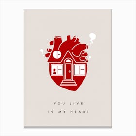 You Live In My Heart Beige Canvas Print