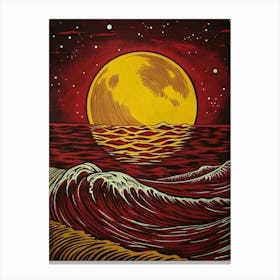 Moon and Ocean Waves 4 Canvas Print