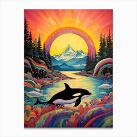 Surreal Orca Whale And Forest 2 Canvas Print