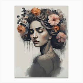 Woman with Flowers In Hair Canvas Print