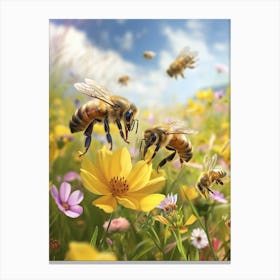 Halictidae Bee Realism Illustration 13 Canvas Print