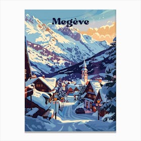 Megeve France Winter Digital Travel Art Canvas Print