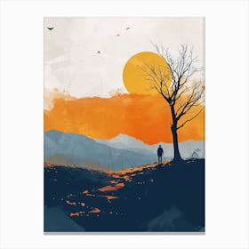 Sunset On The Hill, Boho Canvas Print