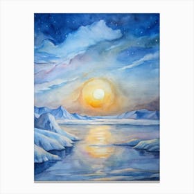 A Glowing Representation Of The Midnight Sun Over Canvas Print