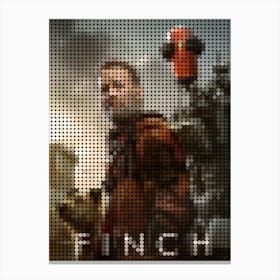 Finch In A Pixel Dots Art Style Canvas Print