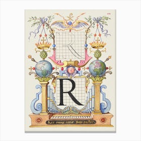 Guide For Constructing The Letter R From Mira Calligraphiae Monumenta, Joris Hoefnagel Canvas Print