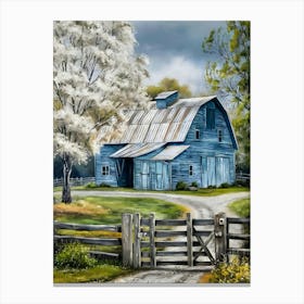 Blue Barn Canvas Print