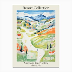 Poster Of Montage Deer Valley   Park City, Utah   Resort Collection Storybook Illustration 3 Canvas Print