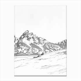 Grand Teton Usa Line Drawing 2 Canvas Print