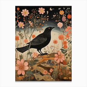 Blackbird 4 Detailed Bird Painting Canvas Print