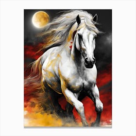 White Horse In The Moonlight 5 Canvas Print