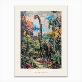 Dinosaur Tropical Brushstroke Painting Poster Canvas Print