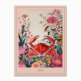 Floral Animal Painting Crab 1 Poster Canvas Print