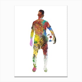 Male Soccer Player Watercolor Football 2 Canvas Print