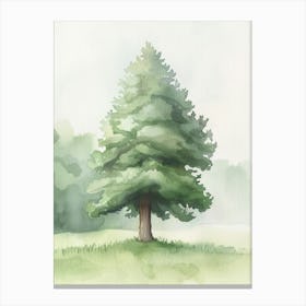 Yew Tree Atmospheric Watercolour Painting 3 Canvas Print