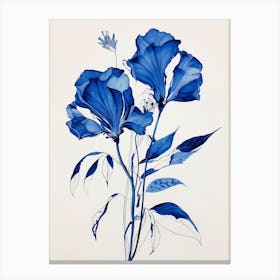 Blue Botanical Gloriosa Lily 1 Canvas Print