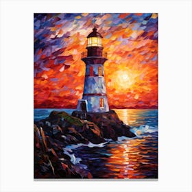 Lighthouse At Sunset 1 Canvas Print