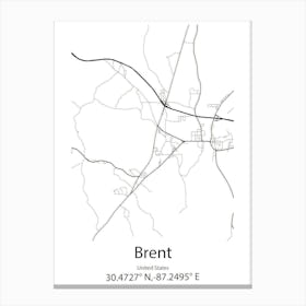 Brent,United States Minimalist Map Canvas Print