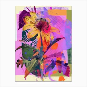 Cineraria 7 Neon Flower Collage Canvas Print