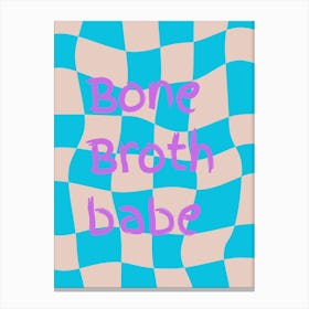 Bone Broth Checkered Blue Canvas Print