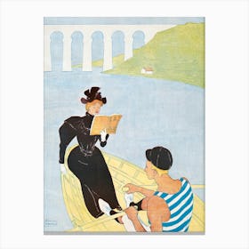 Woman Reading In A Row Boat (1894), Edward Penfield Canvas Print