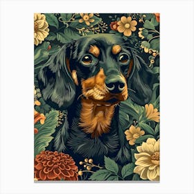 Dachshund Inspired by William Morris 1 Canvas Print