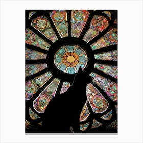 Cat In Stained Glass Window 4 Canvas Print