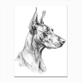 Doberman Dog Line Sketch Canvas Print
