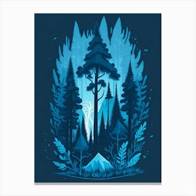 A Fantasy Forest At Night In Blue Theme 86 Canvas Print