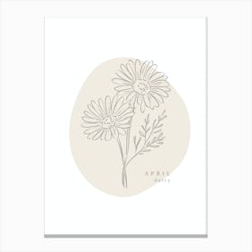 April Daisy  Birth Flower | Neutral Florals Canvas Print