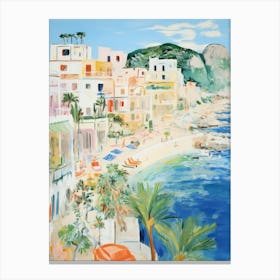 San Vito Lo Capo, Sicily   Italy Beach Club Lido Watercolour 4 Canvas Print