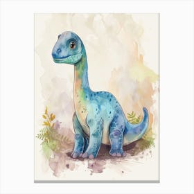 Cute Cartoon Iguanodon Dinosaur 3 Canvas Print