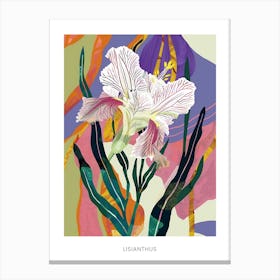 Colourful Flower Illustration Poster Lisianthus 3 Canvas Print