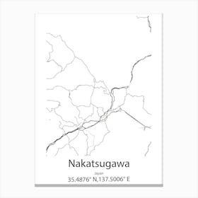 Nakatsugawa,Japan Minimalist Map Canvas Print